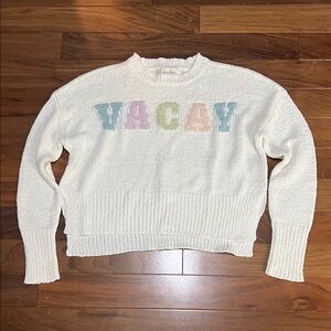 Jessica Simpson Cream Sweater with Colorful 'VACAY' Letters size XS